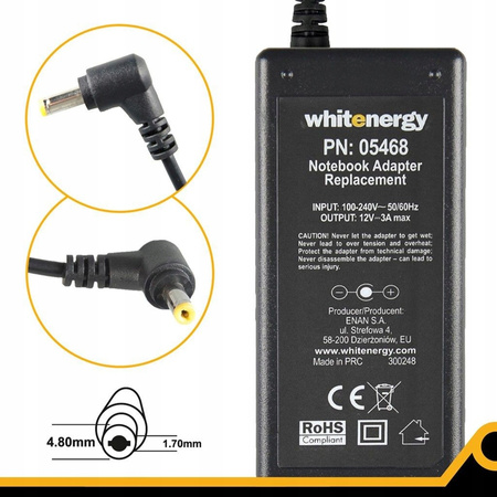 ZASILACZ DO EEE PC WHITENERGY 36W 12V 3A 4.8x1.7