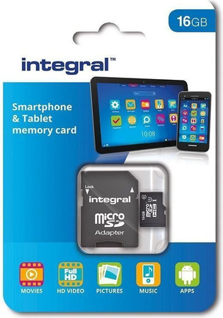 KARTA PAMIĘCI INTEGRAL 16GB microSDHC + ADAPTER