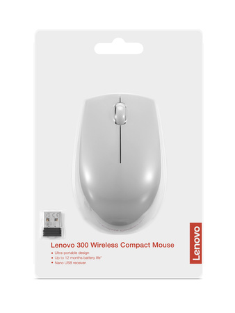 MYSZ BEZPRZEWODOWA LENOVO COMPACT 300 SZARA OPTYCZNA 1000 DPI